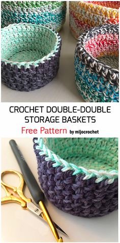 crochet double - trouble storage baskets free pattern