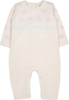 Long-sleeve cashmere romper featuring a subtle floral motif across the chest and sleeves. This one-piece design offers a back button closure for easy dressing and snap buttons along the legs for convenient diaper changes. Crafted from soft cashmere, it provides a gentle and cozy feel, ideal for keeping babies comfortable. 100% Cashmere Floral motif Back button closure Snap-button fastening along the legs Soft and warm feel Cute Rose, Simple Dresses, Floral Motif, Newborn Baby, One Piece