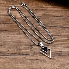 New Stainless Steel 23.6” Inches Fast Shipping Nice Packaging Jewelry Chain Types, Male Gifts, Necklace For Boys, Street Party, Perfume Making, Jewelry Chain, Triangle Necklace, Triangle Pendant, Gifts Jewelry