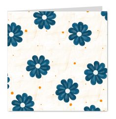 a card with blue flowers on it