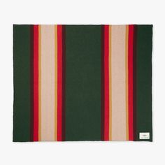 a green, red and white striped towel