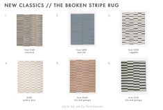 the different rugs are shown in various colors and sizes, including black, white, beige