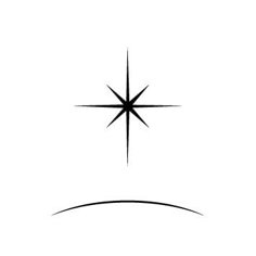 a black and white image of a star in the sky with an arrow pointing to it