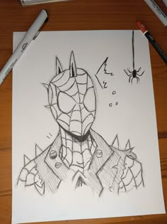 a drawing of a spider - man with his head in the shape of a face