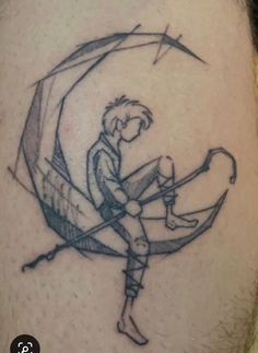 a man with a bow and arrow tattoo on his leg