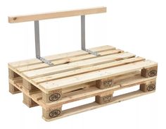 a wooden pallet with two metal handles