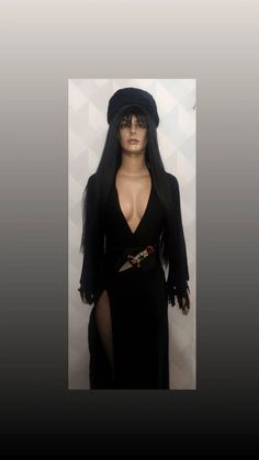 Elvira Cosplay Included Accessories: * Dress *Belt * Stockings * Knife *Shoes * Wig * Bracelets Elvira Cosplay, Knife Shoes, Elvira Costume, Womens Costumes, Dress Belt, Handmade Gift Wrap, Cosplay Ideas, Women's Costumes, Belted Dress