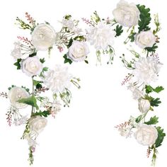 white flowers are arranged in the shape of a letter