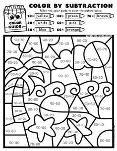 the color by subtraction coloring page for children to learn how to use it