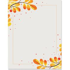 an orange and yellow leafy frame with dots on the bottom, in front of a white background