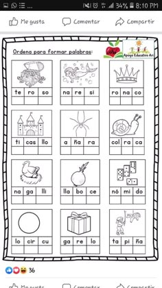 spanish worksheet with pictures and words