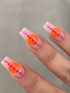 Different Color Croc Nails, Crazy Cute Nails, Simple Hippie Nails, Devil Nail Art, Hippie Nails Acrylic, Interesting Nail Designs, Nail Design Glitter, Summer Nail Colors, Orange Nail