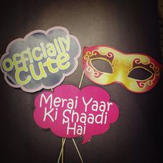 two masquerade masks with the words merai yar kishaadi hai