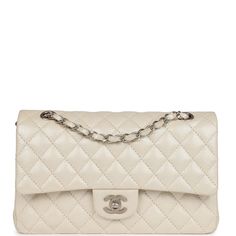 Chanel Classic Bags Luxury White Double Flap Bag, Luxury Beige Double Flap Bag, Luxury White Flap Bag With Chain Strap, Chic White Double Flap Shoulder Bag, Elegant White Double Flap Shoulder Bag, Luxury Beige Flap Bag With Cc Turnlock Closure, Classic Flap Bag With Chain Strap, Classic Beige Double Flap Bags, Luxury Beige Double Flap Shoulder Bag