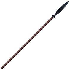 a long wooden stick with a pointed tip on it's end and a black handle