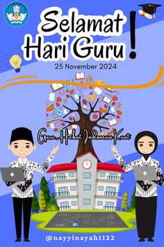 Selamat Hari Guru HGN 2024 Happy Teacher Day 2024 25 November 2024 #KreasiCanvaPinterest Hari Guru 2024, Happy Teacher Day, Happy Teacher, Teacher Day, 25 November, Happy Teachers Day, Greeting Card, Greeting Cards, Pins