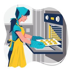 Woman Baking Cookies In an Oven Concept Woman Baking, Baking Photography, Cookie Clipart, Easy Bake Oven, Kitchen Drawing, Baking Cookies, Kitchen Oven, 1st Grade Worksheets, Gesture Drawing