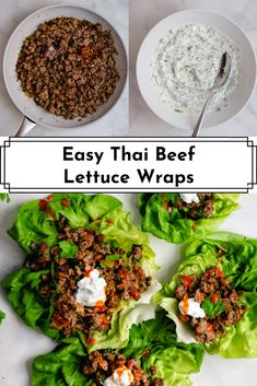 lettuce wraps with meat and ranch dressing in them on a white plate next to a bowl of ranch dressing