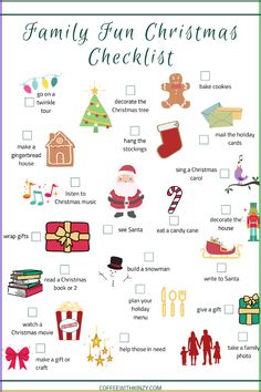 a family fun christmas checklist with santa and other things to do in the holiday season