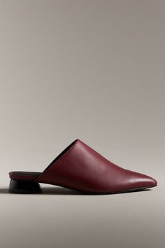 Leather upper Neolite sole Slip-on styling Imported | Pointed-Toe Mules by Anthropologie in Red, Women's, Size: 39, Leather Mule Shoes, Flat Mules, Red Fits, 50 Fashion, Mule Clogs, Mules Shoes, Shoe Shop, Mule, Shoes Women Heels