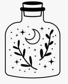 a bottle filled with stars and a crescent