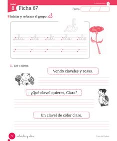 the spanish language worksheet for children with pictures and words on it, including flowers