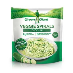 green giant veggie spirals with zucchini in bag on white background