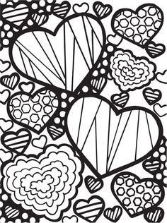 hearts and flowers coloring page for valentine's day