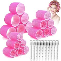 YouNuo Large Hair Curlers Rollers, 18Pcs Hair Rollers Set Hair Curlers Self Grip Holding Rollers and 10 Stainless Steel Duckbill Clips for Long Medium Short Thick Fine Thin Hair Bangs Volume How to Use? 1. Start with damp hair or use a spray bottle with water to wet hair slightly. 2. Put the curlers in, then use duckbill clips (if necessary). 3. Use hairdryer to blow-dry hair completely. 4. Once hair is dry, unroll the curlers and gently separate the curls with your fingers To get the volume and Big Rollers, Rollers For Hair, Large Hair Rollers, Hair Roller Clips, Diy Hair Rollers, Velcro Rollers, Hair Curlers Rollers, Hair Roller, Heatless Hair Curlers