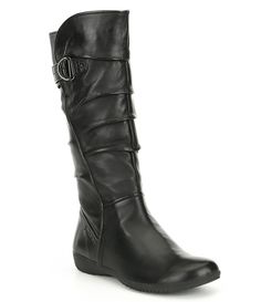 From Josef Seibel&#x2C; the Naly 23 Tall Scrunched Slouch Leather Boots feature:Soft glove leather upperRuching and d-ring strap detail on shaftInside zipper closureSynthetic liningCushioned insoleSynthetic outsoleApprox. 13.5" boot shaft heightApprox. 14" boot shaft circumferenceApprox. 0.50" heel heightImported. Assassin Boots, Boots Sketch, Soft Gloves, Mens Boots Fashion, Josef Seibel, Comfortable Boots, Leather Boots Women, Dillard's, Leather Gloves