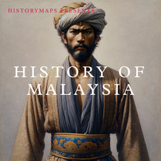 A digital painting of a man in traditional Malaysian attire, featuring a detailed turban and ornate belt with intricate patterns. His expression is solemn and dignified. The text 'HistoryMaps presents HISTORY OF MALAYSIA' is prominently displayed over the image Malaysia Map, History Of Malaysia, History Notes, Historical Background, Detailed Map, Historical Art, Aesthetic Beauty, A Student, 20th Century