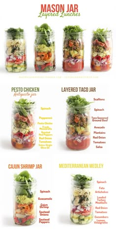 the instructions for making salad in a jar