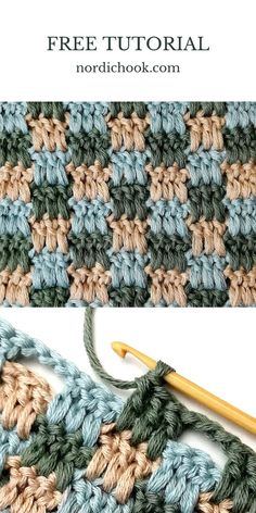 the crochet granny stitch is being worked on