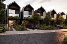 an artist's rendering of a row of modern houses