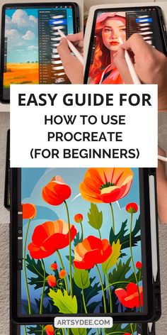 a person is drawing on an easel with the title easy guide for how to use procreate for beginners