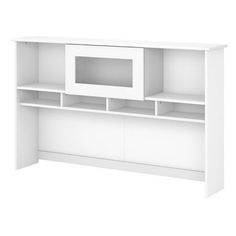 a white bookcase with two open shelves