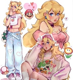 Princess Peach, Mario, Blonde, Twitter, Hair, Anime, Pink, Blue