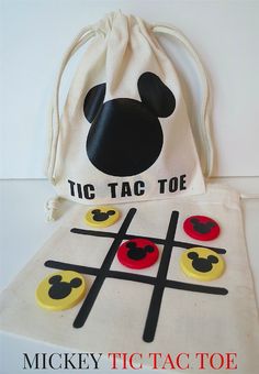 mickey mouse tic - tac toe bag and drawstring set for kids