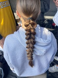 Dragon Braid Hairstyles Dragon Braid, Two Dragon Braids, Braided Game Day Hairstyles, Dragon Hair Braid, Dragon Bubble Braids, Dragontail Braid, Braid Hairstyles Sports, How To Do Dragon Braid, Simple Soccer Hairstyles