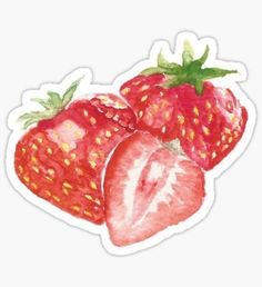 two strawberries sticker on a white background