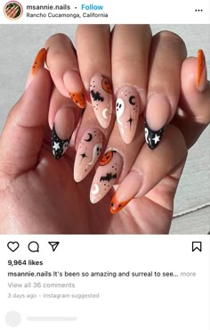 Halloween Manicure, Pumpkin Nails, Manicure Ideas, Trendy Halloween