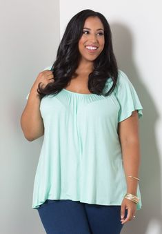 We turned our bestselling Pretty Cami into a top that is just as comfy and stylish, but with sleeves! Sure to be your go-to plus size top for day to day wear. �A soft, lightweight plus size jersey knit tee in beautiful soft shades. Throw it on for instant polish and style! Big Girl Clothes, Sealed With A Kiss, Plus Size Tips, Angel Sleeve, Professional Attire, Plus Size Top, A Kiss, Knit Tees, Fashion Shop