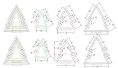 the diagram shows how to make an origami christmas tree with three different angles