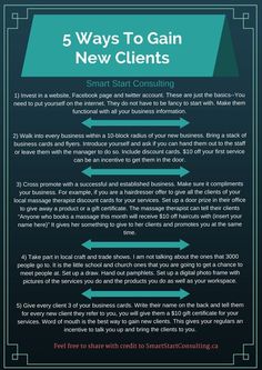 the 5 ways to gain new client's info sheet for small business growth in 2013