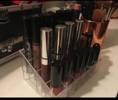 24 Ct Acrylic Lipstick Organizer On Sale $4.36 with FREE Shipping! Acrylic Makeup Brush Organizer, Lipstick Container, Fashion Organization, Organiser Box, Liquid Lipstick, Organization Hacks, Clear Acrylic