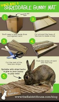 how to make a cardboard bunny mat with instructions on how to use it for rabbits