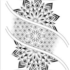 an abstract tattoo design with black and white lines