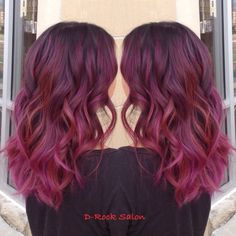 Purple Color Melt Hair, Balayage Purple, Color Melt Hair, Merlot Hair Color, Red Purple Hair, Balayage Hair Rose, Color Melting Hair, Balayage Hair Blonde Medium, Balayage Hair Blonde Long