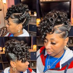 Ms. Dominique | DETROIT SILK SURGEON 👩🏾‍⚕️ | My Queens Walk Different, They Walk With Their Crowns Held High 👑👸🏾💞 Can y’all believe that this is all of her natural hair??? She is… | Instagram Black Updo Hairstyles Relaxed, Up Do Hairstyles For Black Women, Roller Hairstyles, Hair Food Growth, Finger Waves Short Hair, Black Hair Short Cuts