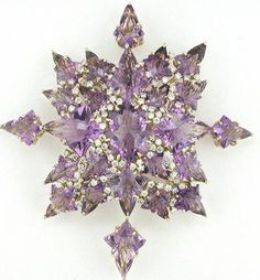 Amethyst and diamond brooch from Tony Duquette Diamond Brooches, Jewellery Organizer, Pins And Brooches, Purple Jewelry, Diamond Brooch, Amethyst Jewelry, Vintage Jewels, Gorgeous Jewelry